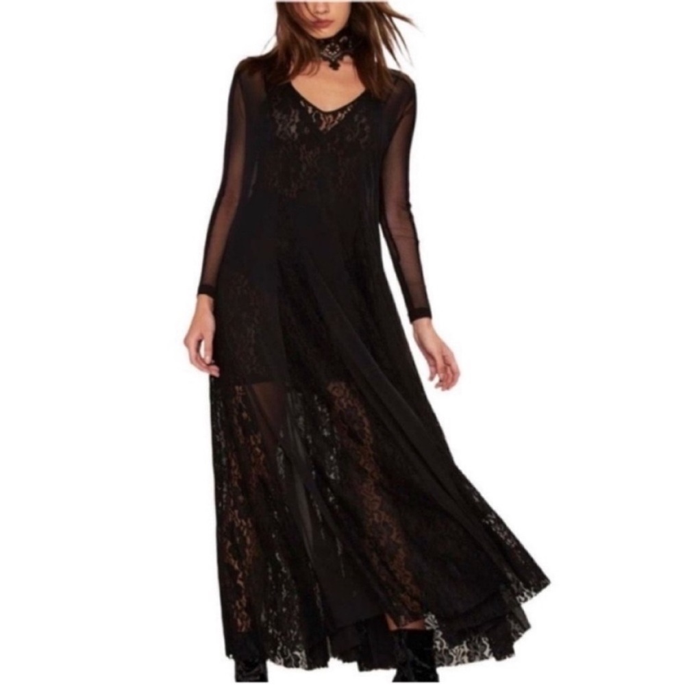 Free People HAH Mama C Whit Slip Dress Black Size S